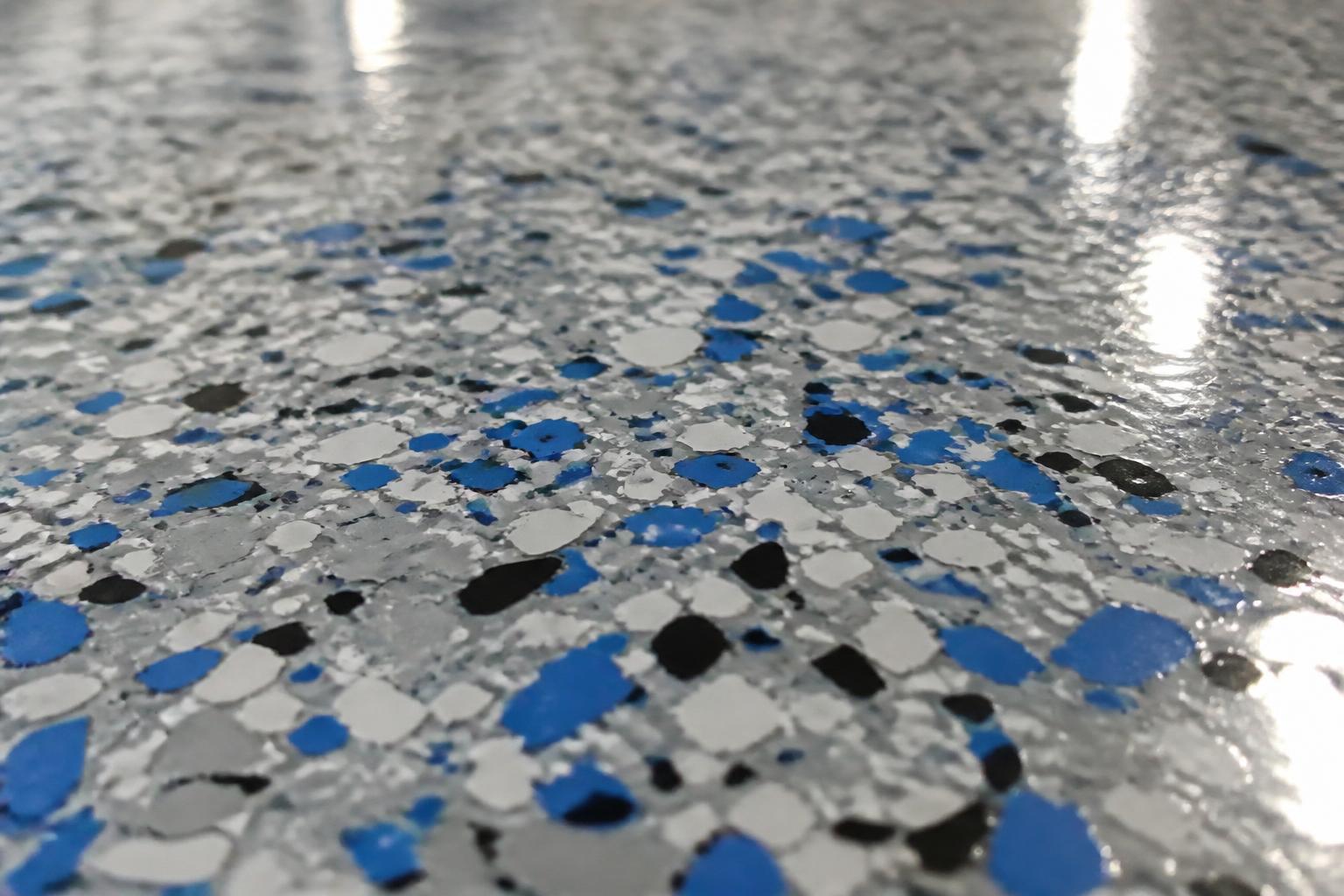 Decorative flake detail under a gloss topcoat